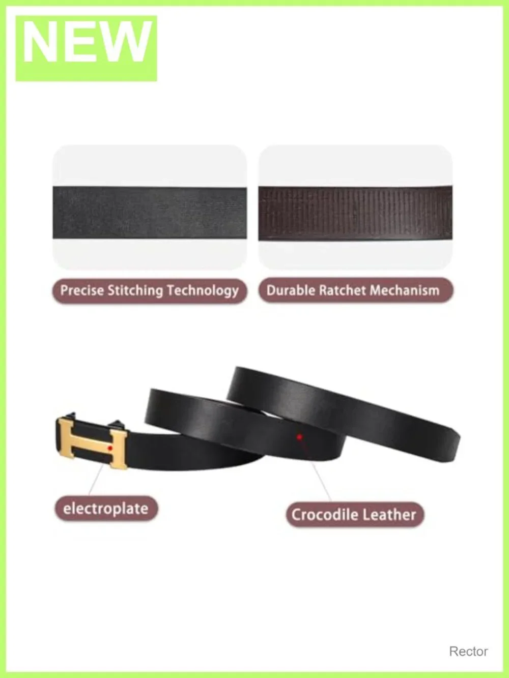 Leather Dress Belt with Automatic Buckle - Adjustable, Business Formal